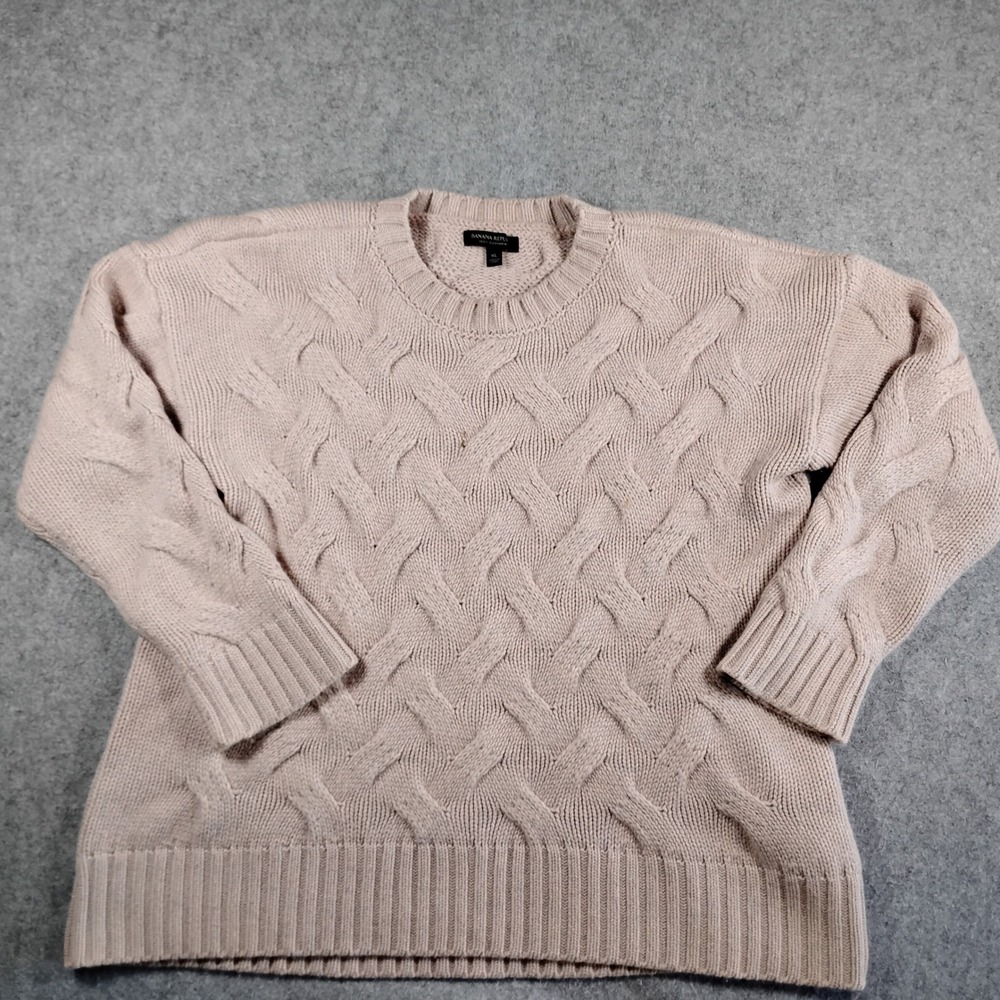 Banana Republic Cashmere Cable Sweater Womens XL Dusty Mauve Holiday 2018 Knit